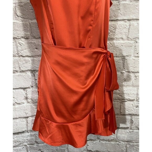 PRINCESS POLLY Bright Colorful Satin Mini Wrap Dress 8 Sexy Coquette Party 9868 - Picture 3 of 11